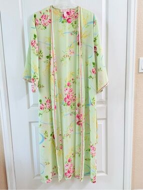 Oscar de la Renta Pale Green Floral Robe
